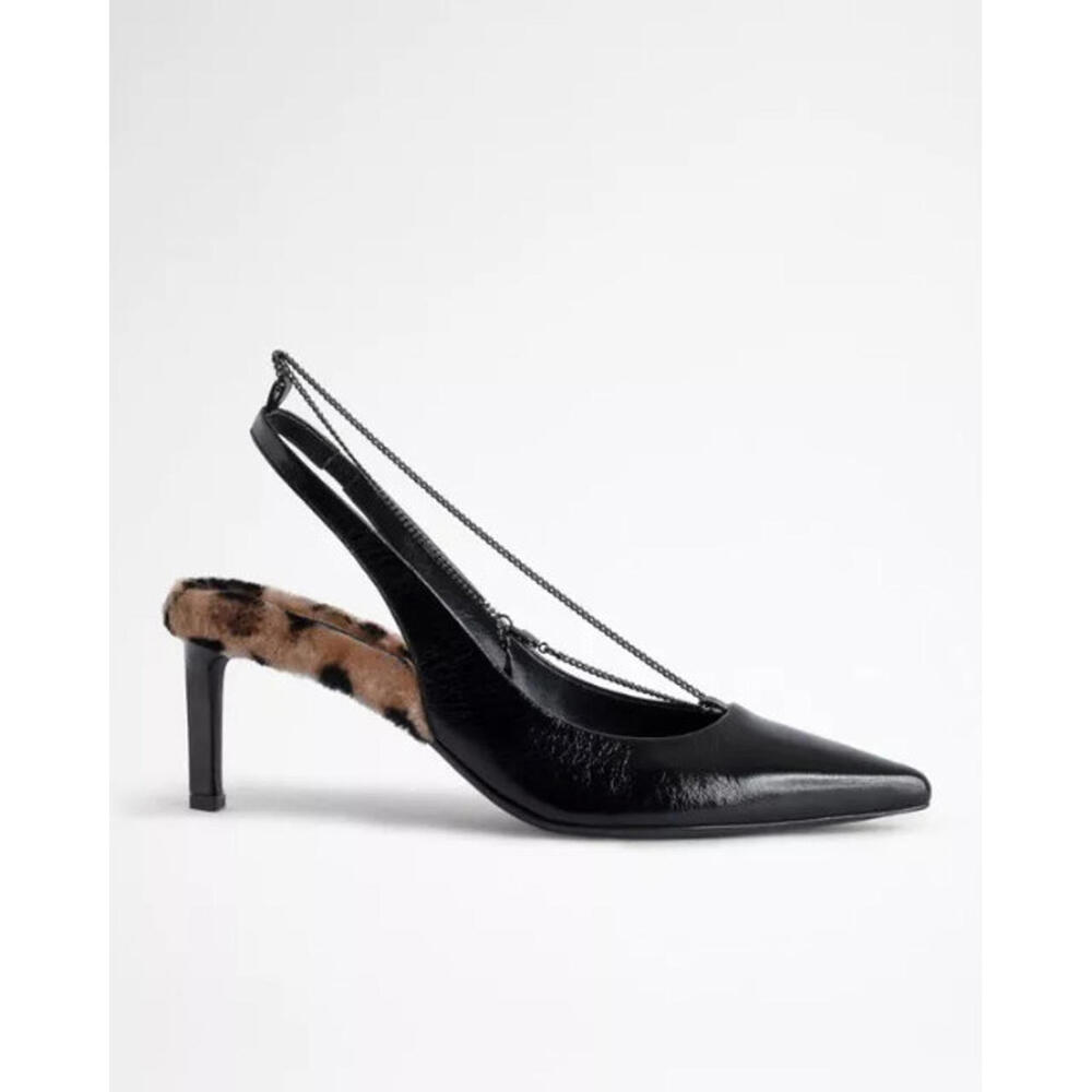 Zadig & Voltaire Court Fur Slingback Heels, $660 NEW, US 7, 37, Display, S156